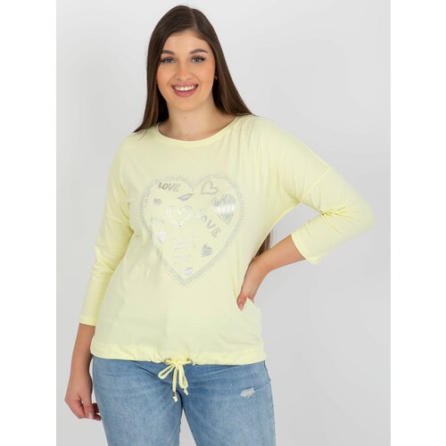 Fashion Hunters Light yellow women's blouse plus size with 3/4 sleeves Slike