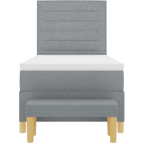Box Spring Krevet s Madracem i Klupicom Svijetlosiva 90x190 cm Tkanina Slike