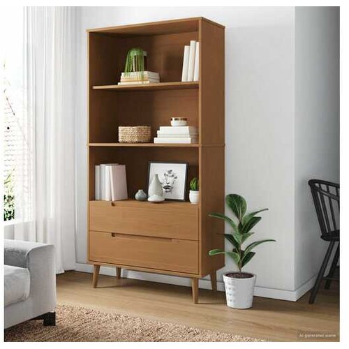 VidaXL za knjige MOLDE 85 x 35 x 170 5 cm Masivna borovina - Karamele Slike