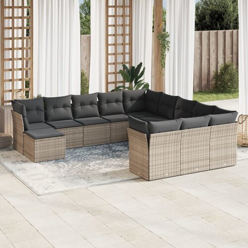 VidaXL 12-dijelni set vrtnih sofa od poliratana s jastucima sivi Slike
