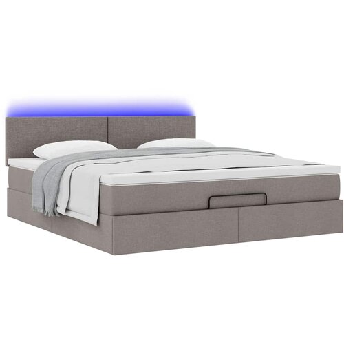  Otomanski krevet s madracem i LED smeđesivi 160x200cm tkanine Slike