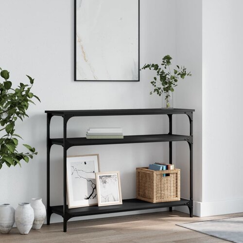 The Living Store Konzolna mizica črna 100x29x75 cm inženirski les - Konzolna Mizica, (21575103) Slike