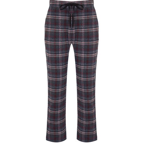 Trendyol Men's Anthracite Plaid Regular Fit Woven Pajama Bottoms Slike