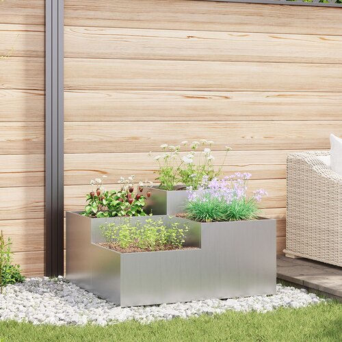 vidaXL Vrtna sadilica Siva Galvanizirani čelik 100 x 100 x 48 cm Cijene
