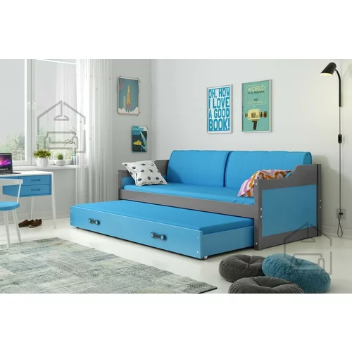 BMS Group Otroška postelja Dawid z dodatnim ležiščem - 80x190 cm - grafit/modra