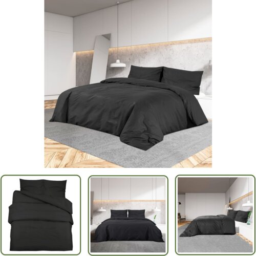 The Living Store Posteljnina črna 240x220/80x80 cm bombaž - Komplet Prevlek Za Odejo, (21743814) Slike