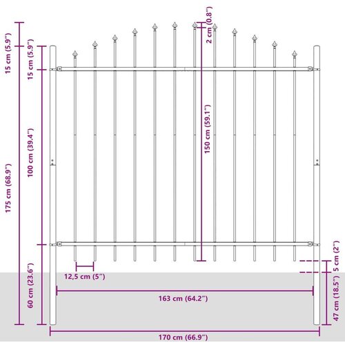 VidaXL Panel ograde s &amp;scaron;iljastim rubom Set od 3 Antracit Slike