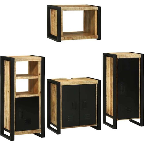 vidaXL Set namještaja za kupaonicu Zidne 4 pcs Smeđa Čvrsto drvo manga Cene