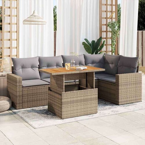 vidaXL 6-dijelni set vrtnih sofa s jastucima bež od poliratana Cijene