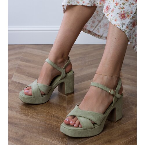 D/CEO Green eco-suede block heel sandals Dures Cene
