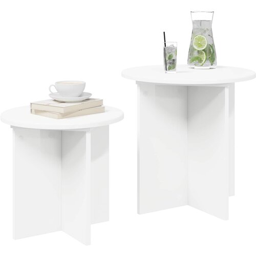  Set pomoćnih stolića s pohranom 2 pcs Konstrukcijsko drvo Slike