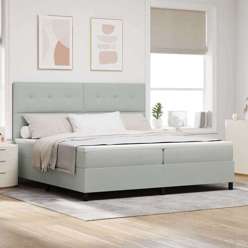 vidaXL Box Spring Krevet s Madracem i LED Svjetlom Svjetlosiva 200x200 cm Bar&scaron;un Cijene