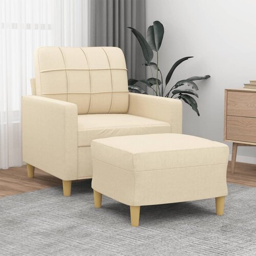  Fotelja s tabureom krem 60 cm od tkanine Cene