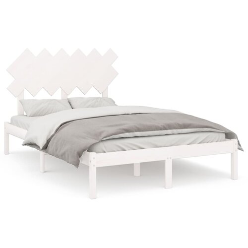  Okvir za krevet bijeli 120 x 200 cm od masivnog drva Slike
