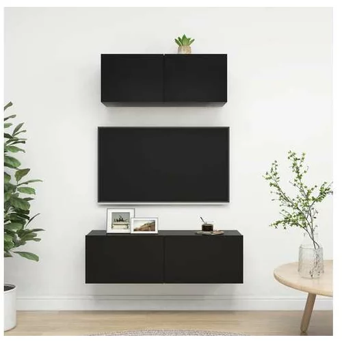 Den Komplet TV omaric 2-delni črna iverna plošča