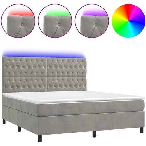  Krevet box spring s madracem LED svjetlosivi 180x200 cm bar&amp;scaron;un Slike