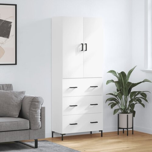 vidaXL Visoka omara bela 69,5x34x180 cm inženirski les Cene