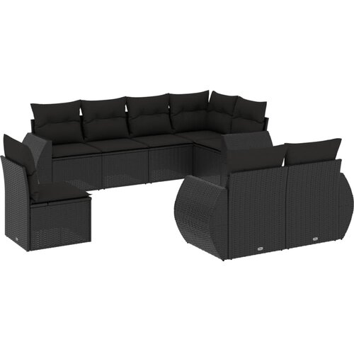  8-dijelni set vrtnih sofa od poliratana s jastucima crni Crna 71 x 62 x 69 cm Slike