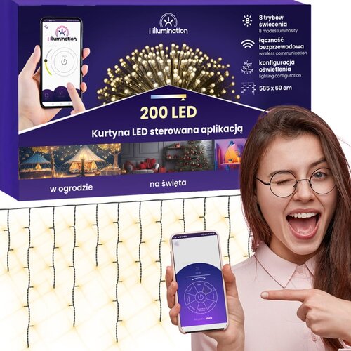 I illumination 200 LED svetlobna zavesa - topla bela - aplikacijsko krmiljena, (22135246) Cene