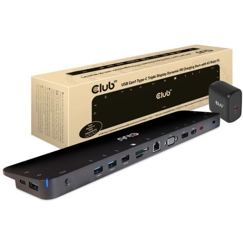 Club3d UNIVERSAL USB Gen1 Type-C Triple Display Dynamic PD Charging Dock with 65 Watt PS ( VGA, HDMI, DP, ETHERNET) Cijene