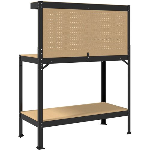  Radna klupa Crna 114 x 54 x 145 cm Projektirano drvo i metal Slike