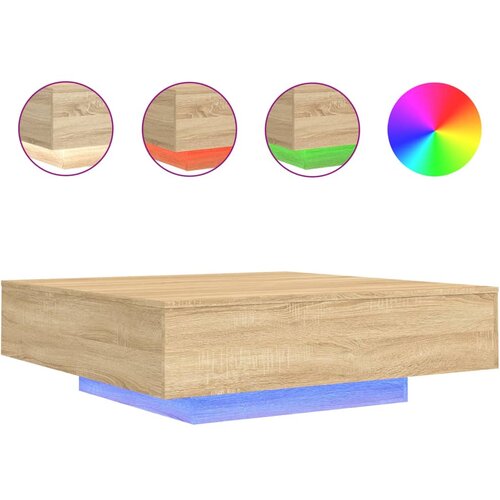 Maison Chic Klubska mizica - kavna mizica - Nizka mizica z LED lučmi sonoma hrast 100x100x31 cm, (21752859) Cene