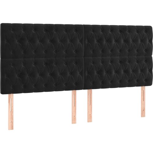 Maison Chic Posteljno vzglavje - Vzglavna omarica 4 kosa črn 90x7x78/88 cm žamet, (22078344) Cene