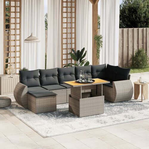 vidaXL 8-dijelni set vrtnih sofa od poliratana s jastucima sivi Cijene