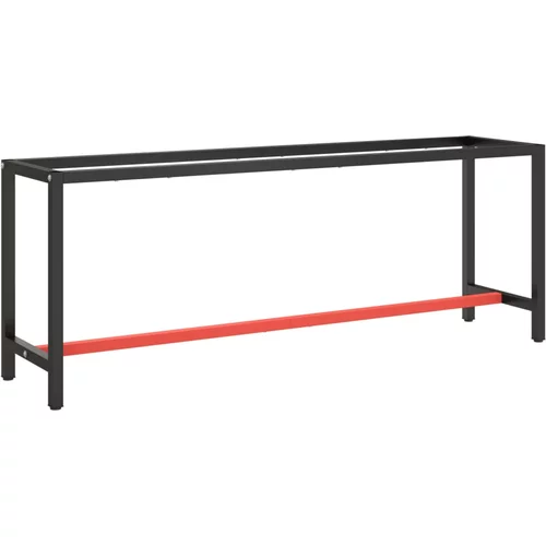  za radni stol mat crni i mat crveni 210x50x79 cm metalni