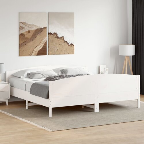 Furnova Posteljni okvir brez vzmetnice bel 200x200 cm trdna borovina, (21942545) Slike