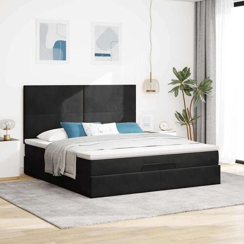  Okvir kreveta s madracima crni 160x200cm bar&amp;scaron;unasti Slike