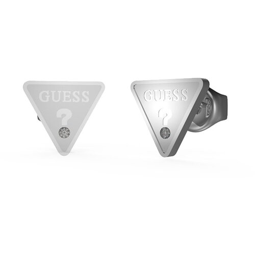  STUDS PARTY GUESS MINĐUŠE U BOJI SREBRA OBLIK TROUGAO, GUESS LOGO, ZNAK PITANJA I CIRKON JUBE02168JWRHT/U Cene