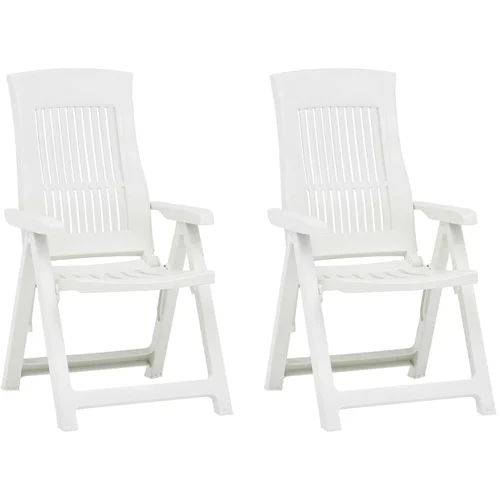 vidaXL Nastavljivi vrtni stoli 2 kosa plastika bele barve, (20659535)