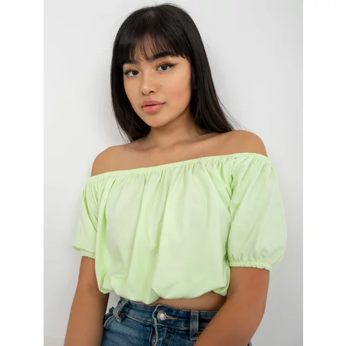 Fashion Hunters Short lime blouse made of Spanish cotton