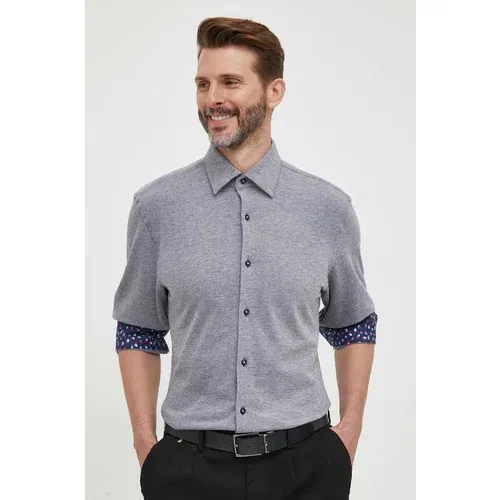 Boss Pamučna košulja za muškarce, boja: tamno plava, regular, s klasičnim ovratnikom