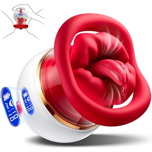 SuperLove 5in1 Sucking, Licking, Heating &amp;amp; Vibrating Mouth Pleaser Red Slike