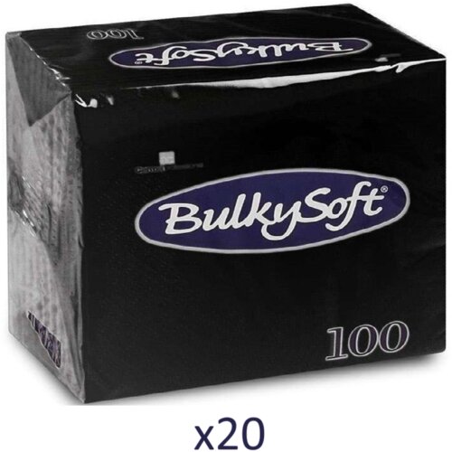 BulkySoft Salvete, 100/1, Dvoslojna, 20 pakovanja, 24x24cm, Crna Slike