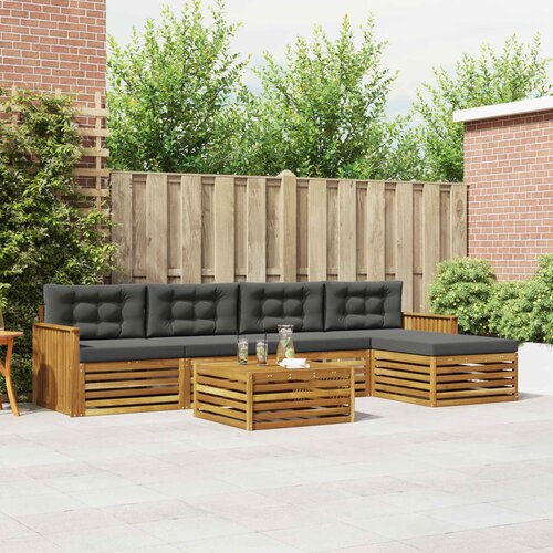  Set vanjskih sofa 6 kom. Prirodna i antracit Cene