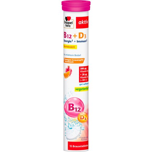 Doppelherz aktiv B12 + D3 &scaron;umeče tablete - 15 &scaron;um. tabl. Cene