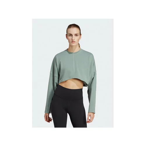 Adidas Jopa Yoga Studio Crop Sweatshirt HR5086 Zelena Loose Fit