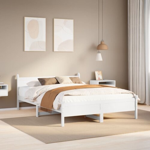 vidaXL Posteljni okvir brez vzmetnice bel 140x200 cm trdna borovina Cene