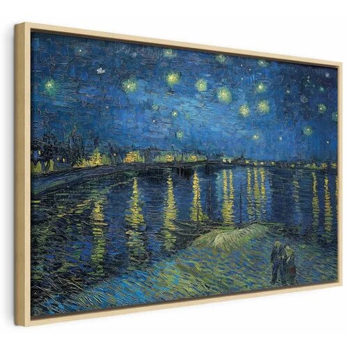  Slika - Vincent van Gogh – Starry Night Over the Rhône 60x40 U prirodnom drvenom okviru Cene
