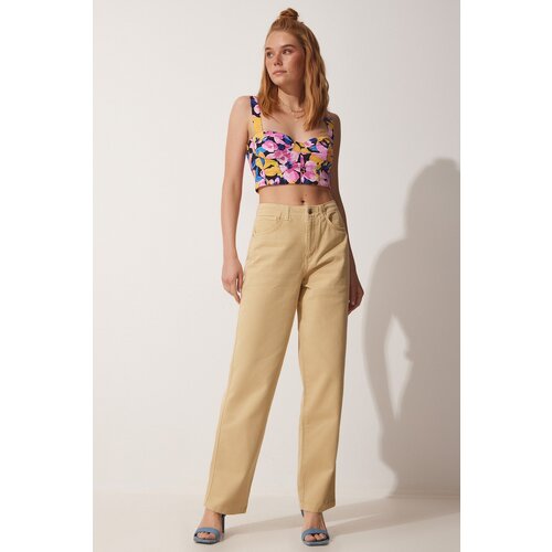  Women&amp;#039;s Cream High Waist Mom Jeans Slike