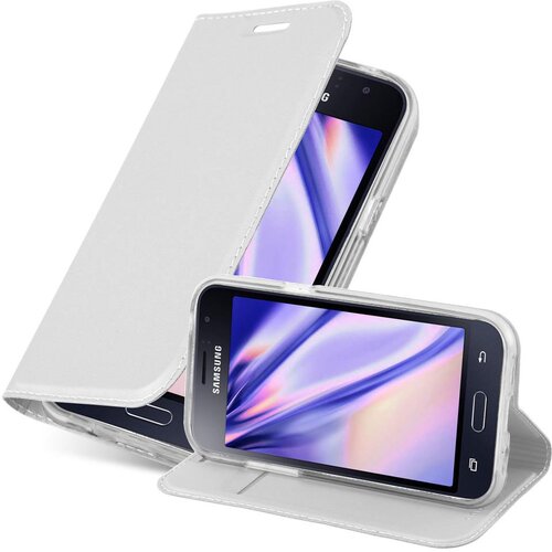 Cadorabo Ohi&scaron;je, združljivo z Samsung Galaxy J1 2016 v klasično srebrno - Za&scaron;čitni ovitek z magnetnim zapiranjem, stoječo funkcijo in režo za kartice, (20558854) Cene