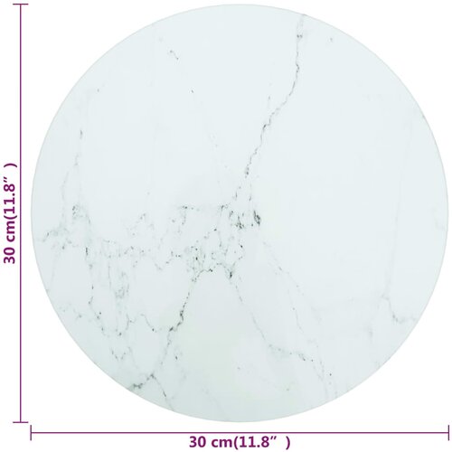 Stolna ploča bijela &amp;Oslash; 30 x 0,8 cm staklena s mramornim uzorkom Slike