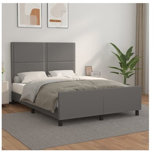  Posteljni okvir z vzglavjem siv 140x190 cm umetno usnje Cene