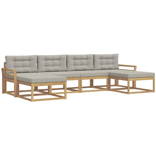  Set vanjskih sofa 6 kom. Bijela i svjetlosiva Smeđa 333 x 162,5 x 73 cm Slike