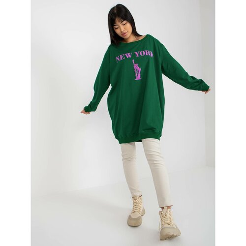 Fashion Hunters Dark green and purple long oversize sweatshirt Slike