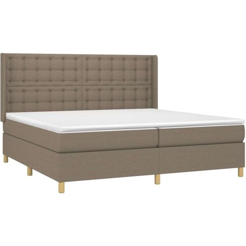  Krevet s oprugama i madracem smeđesivi 200x200 cm od tkanine Slike
