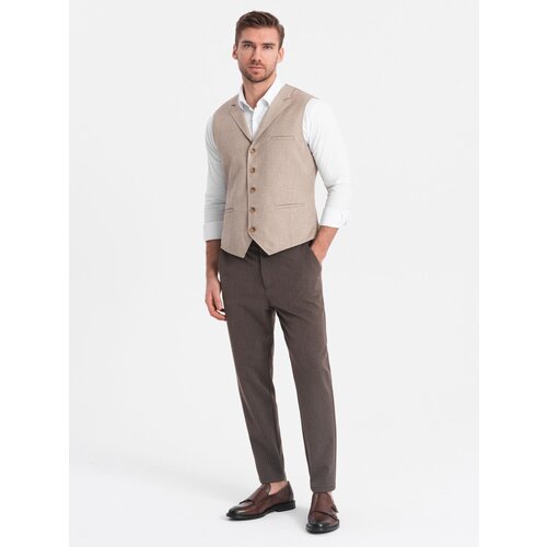 Ombre Men&amp;#039;s chino pants with elastic waistband - chocolate Slike